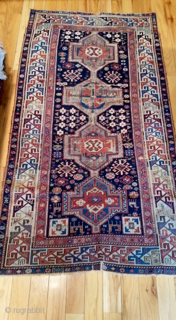  19th cen. Shirvan  1880 or so,.. needs some help or not...blacks corroded,  wool on wool  cut and shut           