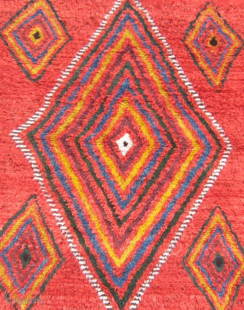 Central Asian sleeping rug, 5'4' x 6'3".  This dramatic and colorful rug was reportedly purchased from Baluchi tribesmen in the area between Quetta and Kandahar. It was woven to be used  ...