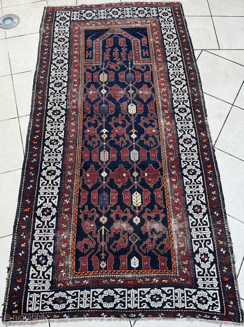 Konagkend Konagend Prayer rug 1900 great graphic great piece with kufic border                     