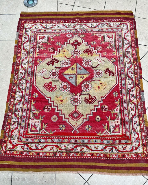 Antique Dazkiri rug with original kilim in great condition 
145x130
                       