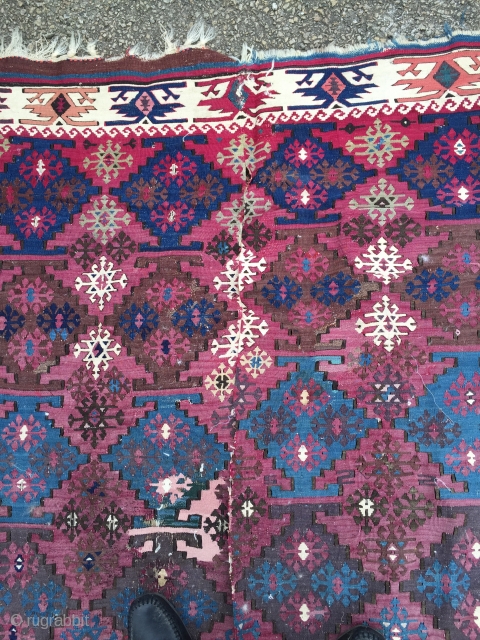 South East Anatolian Curtain Kilim   Aleppo Circa 1880
134*334 cm see Kilims Yanni Petsopoulos illustrated 196   a finely woven and beautiful kilim Good condition slight fade on one side  ...