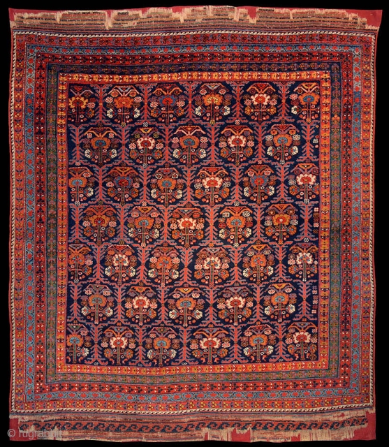 REF 1439 Antique Afshar rug of venerable age and fine quality. 6'11 x 5'9 - 210 x 174
Full pile of excellent soft wool.  Elaborate kelim ends have been conserved.   