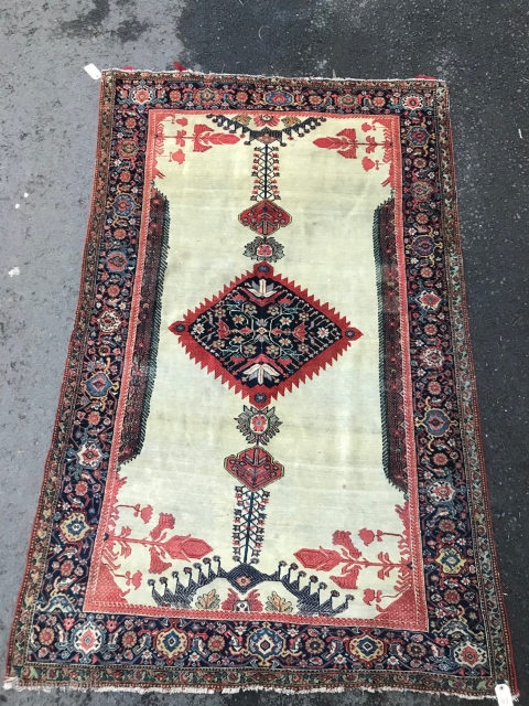 Ref 1605 Antique Fereghan rug circa 1880.  In good condition without restoration.  Excellent natural dyes. 196 x 122             