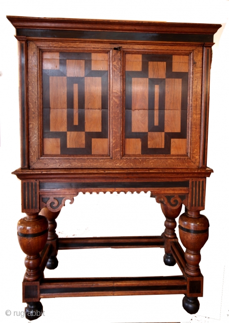 ( Kunst Kabinet - Art Kabinet) my mistake, it is a much more rare writing desk  - late 17th century, Dutch.
Oak and ebony. Used to store small art collections. 
high 156  ...