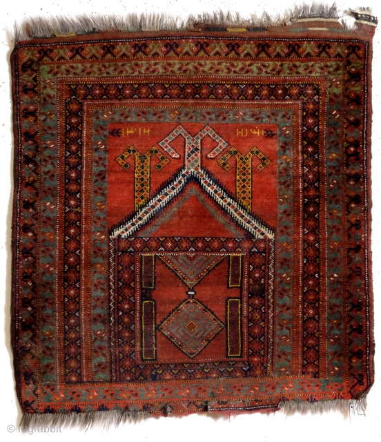 Beshir, 100 x 88 cm. late 19th century. 
cannot reed the last figure... 131H? 1315 would be 1897. 
              