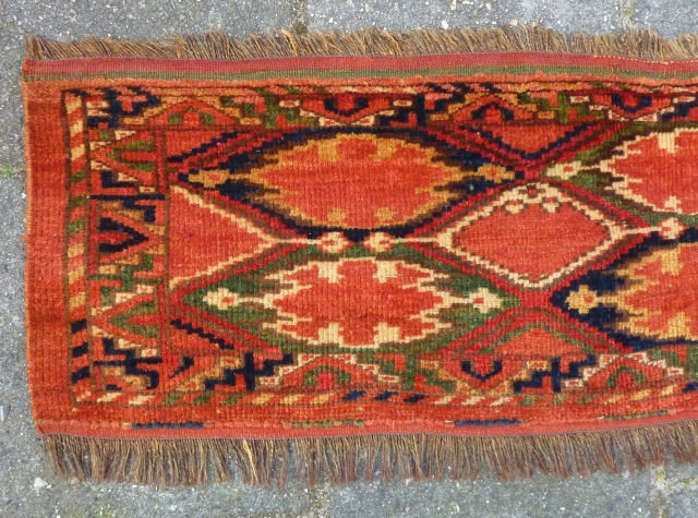 Ersari Beshir Torba, 32 x 118 cm. Full pile, no repairs, all natural dyes.                   