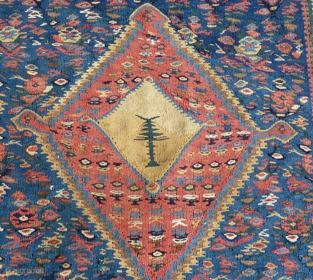 Antique Senneh Kilim 149 x 105 cm., 4' 10" x 3' 5"                     