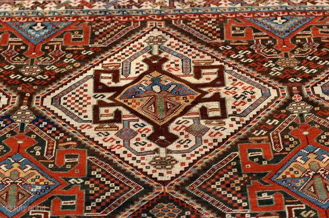 Qashqai rug 5'3" x 8'6" with wonderful color and a spectacular drawing.  19th century - excellent condition.               