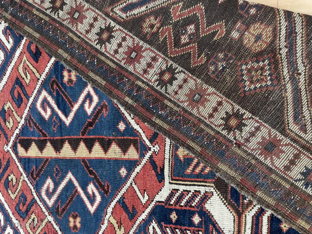 4'10" x 6'10" Karabagh, ‘Kasim Usag’ design, small patched hole, nice, $850.00 (#113542-1) Please email office@mannrugs.com SOLD                