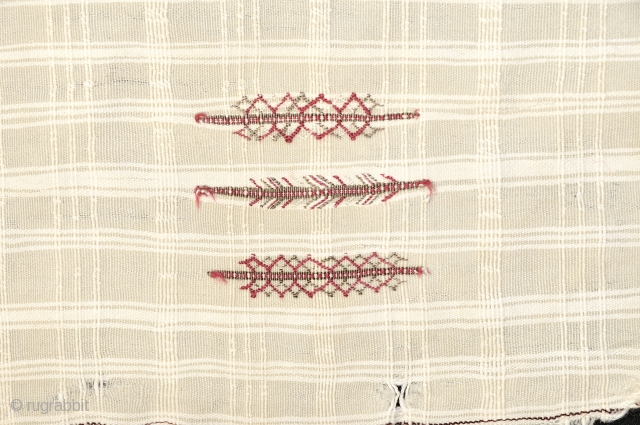 Exceptional and Rare small girl/woman's  Haik  from Morocco - Southern region around Tafroute.  19th century and incredibly fine spinning to wool cloth - almost transparent light weave with spare  ...