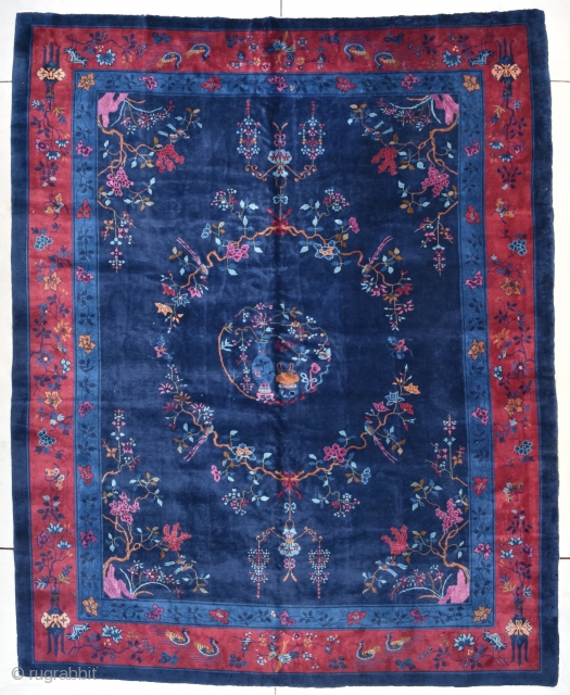 Antique Peking Chinese Rug 9’3″ X 11’4″ #7723
This Peking Chinese antique Oriental Rug measures 9’3” X 11’4” (283 x 347 cm). It has a dark blue field with a center medallion consisting  ...