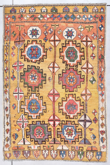 This early 18th century possibly mid-17th century Konya #7806 antique rug is incredibly beautiful and certainly belongs in any museum. It measures 4’5” X 6’8” (137 x 207 cm).  It has  ...