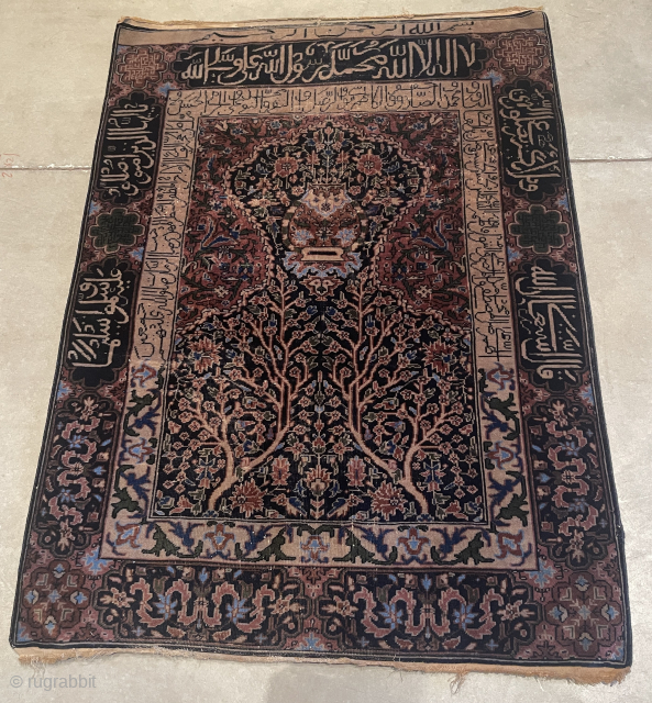 This third quarter 19th century Turkish prayer rug measures 3‘1“ X 4‘3“. The rug looks Persian, but the knotting is asymmetric, open weft which is an Indian knotting. It has a very  ...