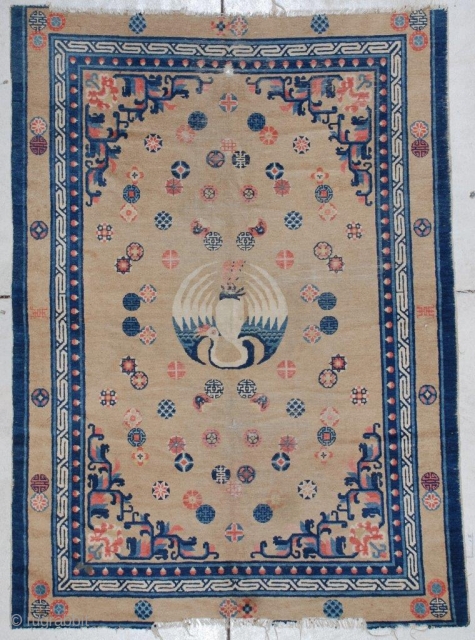 #7174 Antique Pao Tao Chinese Rug 
This second half 19th century Pao Tao measures 4’4” x 6’0”. It has a mocha field and major border which is very rare for this type  ...