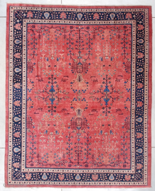 #7469 Laristan

This dated 1916 Laristan Oriental Rug measures 9’0” X 11’2”. It has a pale rose ground with an overall very open floral design in ivory and several shades of blue. The  ...