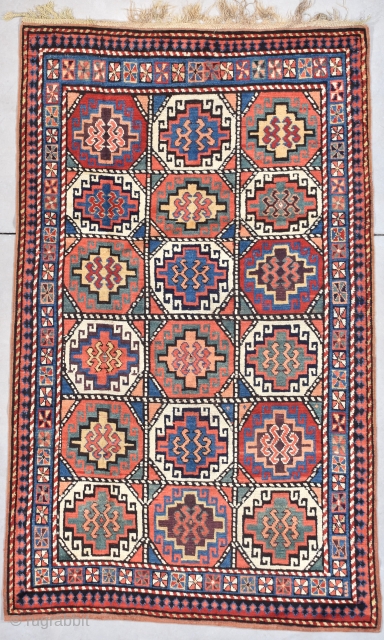 Antique Mogan Oriental Rug 4’2” X 6’10” #7894
Age: circa 1875 
https://antiqueorientalrugs.com/product/antique-mogan-oriental-rug-42-x-610-7894/                      