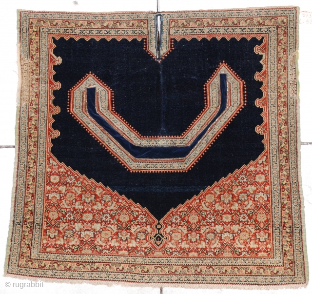 #7144 Senna Saddle Oriental Rug This 3rd quarter 19th century Senna saddle cover measures 3’0” x 3’3”. It is in excellent condition.It has a kpsi of 288 .It is clean and ready  ...