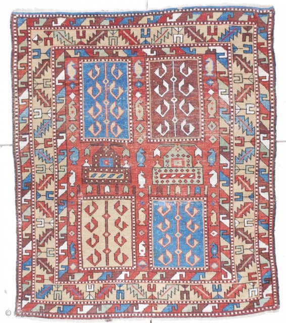 
#6733 Tachte Shirvan Antique Caucasian Rug 3’8″ X 4’5″
This circa 1870 Tachte Shirvan measures 3 ‘ 8” x 4’ 5 “.   In my knowledge this is an unpublished design. It  ...