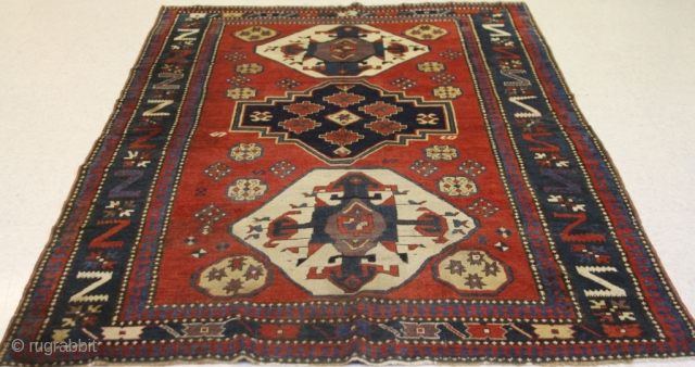 KAZAK CARPET, 1890-1910
Overall- 63 3/4" x  95 1/2"                        