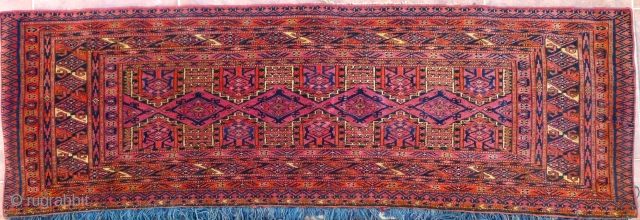  Saryk Kejebe Torba, 40 x 130 cm, late 19 th. C. Fine and tight weave. In excellent condition, Reselvedged             