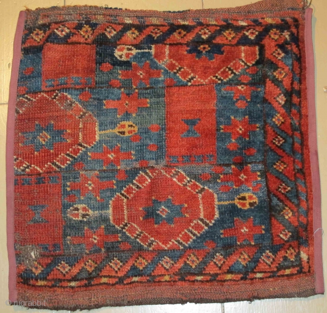 Fragment from an unusual Ersari Jollar, needs a good bath, 19th. century,19'' X 19''(48 X 48cm)                 