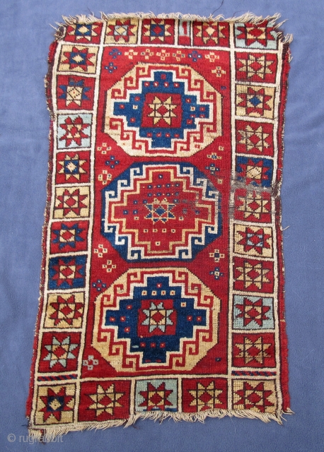 Silky and supple Yastik with Memling Guls, 35" X 20"[89 X 20cm]                     