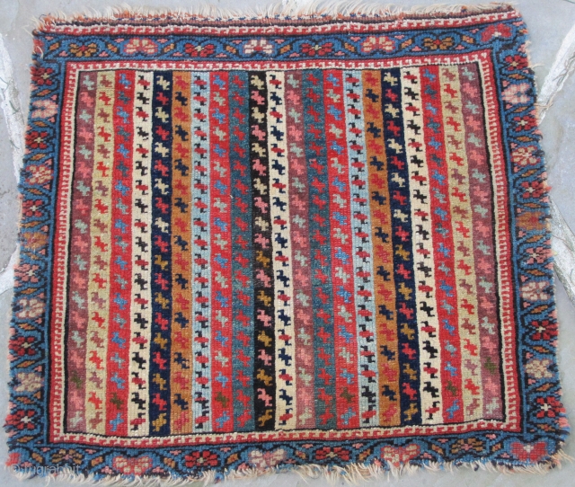 Very finely woven N.W. Persian Bag-Face with extraordinary  colors, Ca. 1840,
23'' X 20''(59 X 51cms)                 