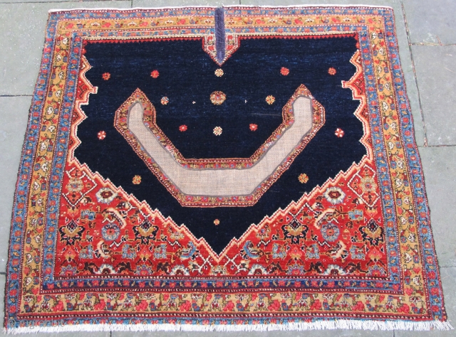 Senneh saddle cover, finely woven, excellent condition,19th. century, 38" X 33"[97 X 84cm]                    