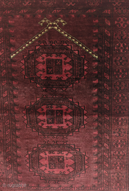 A charming Antique Ersheri prayer rug from Amu Darya region, N. Afghanistan circa 1920 or before, with all natural dyes and soft lustrous wool of high quality. A fine example of Turkmen  ...