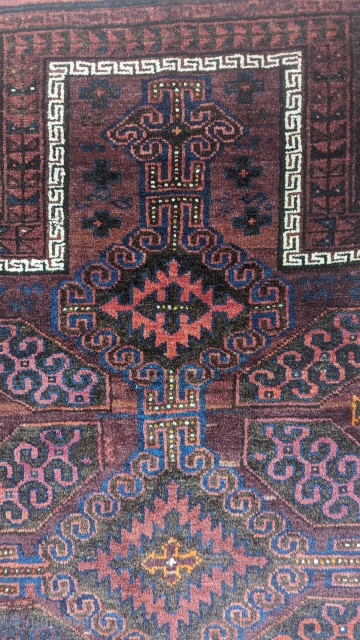 Antique Baluch Prayer rug, circa 1920 or before, with soft lustrous wool and a wonderful field design, In excellent condition with a complete decorated kilims on both ends. You can contact ask  ...