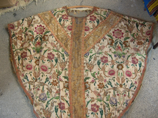 18th/ 19th Century silk & metallic Russian brocade cope (or fiddle-back chausible) These silk brocade contains both silver and gold threads. 

         

  