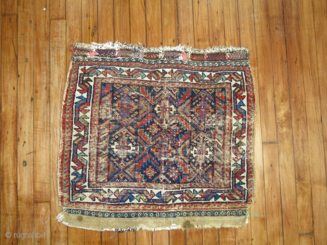 Antique Afshar Bagface.  2'1''x2'4''.  Worn.

                          