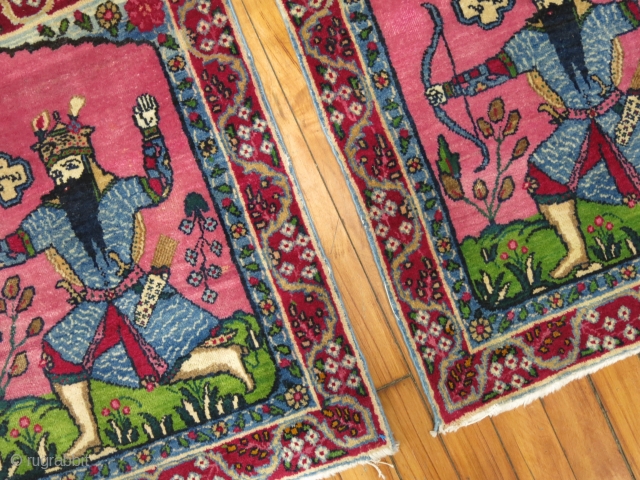 An Awsome pair of Kerman Mats.  Rostam..  was told he was the real life Robin Hood!  Pretty cool and awesome.  Rugs have minor wear in them.  Very  ...