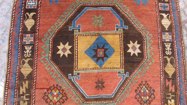 Caucasian Kasak wonderful colors and very good condition  it has some repaired but now fineshed 10% and rug size is 2,55 x 1,58 cm Since 1880      