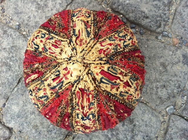 Antique Turkoman skullcap wonderful colours and hand made with silk meterial Circa 1870                    