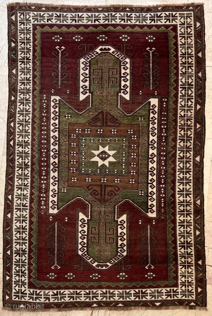 Old Decorative SEVAN Rug 5’”x8”feet ( 1,65x2,45 cm )  This carpet was woven by our Armenian citizens in Turkey KARS City 80-90 years ago. AVAILABLE  have a very nice musty  ...