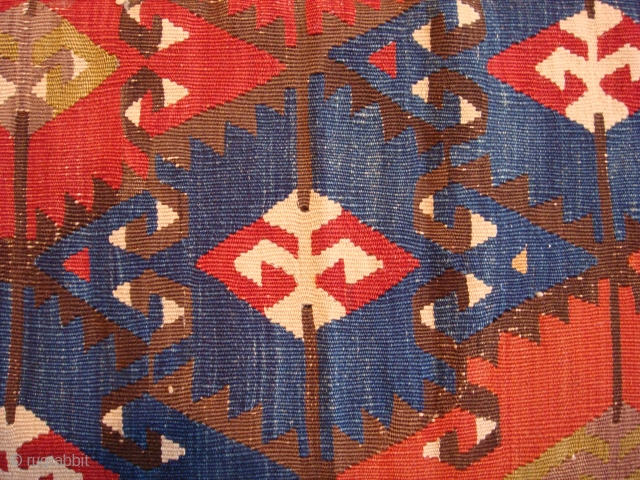 Antique Central Anatolian Kilim wonderful colours and  nice condition all orginal  it has some repair size:3,85 X 1,56 cm (12''6 X 5''1 foot) circa 1870      