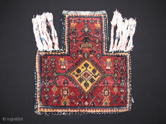 Sarogh?(Hamedan region)Salt bag, Circa 1900, Good condition, Not restored, Size: 44 x 41 cm. 17.3" x 16".                