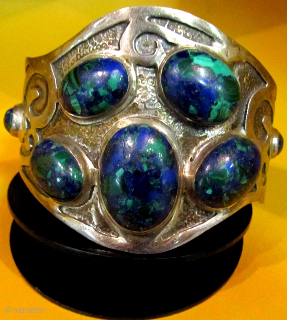 Old Silver and Azurite Bracelet                            