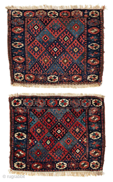 Two Jaff Bag Faces
63 x 50 cm  (2' 1" x 1' 8") each
Persia, ca. 1900
Condition: good, good pile              