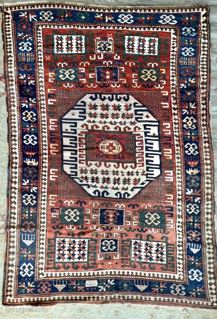 KAZAK Karachopa rug, dated 
94” x 63” 
Condition: small repairs, no holes or tears.                   