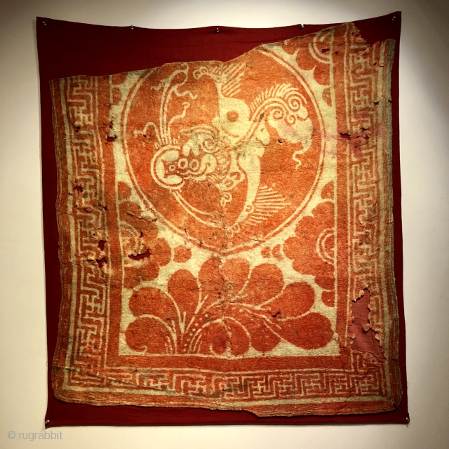 Year of the Dog. resist dyed felt depicting a wonderful lion dog, early 16 th. century.                 