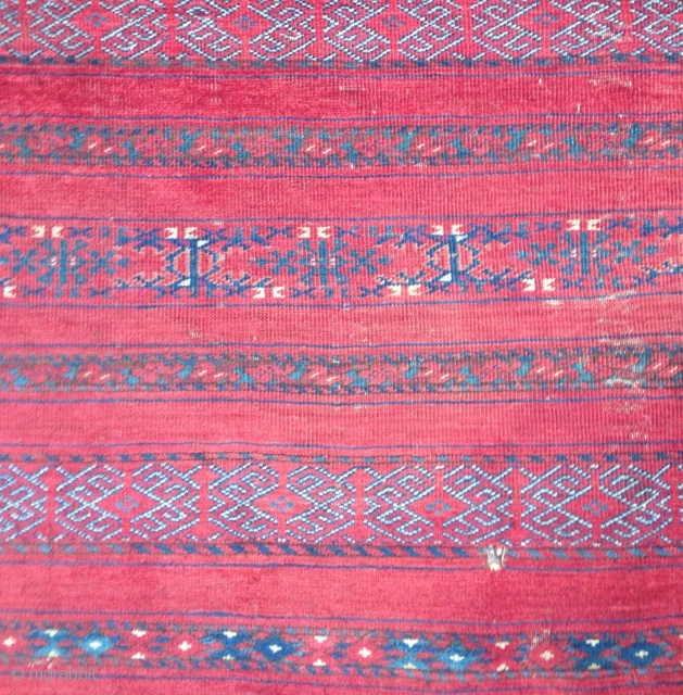 Turkoman Chuval fragment from the rare fully piled fine weave group. This item needs to be seen to appreciate its many qualities.           