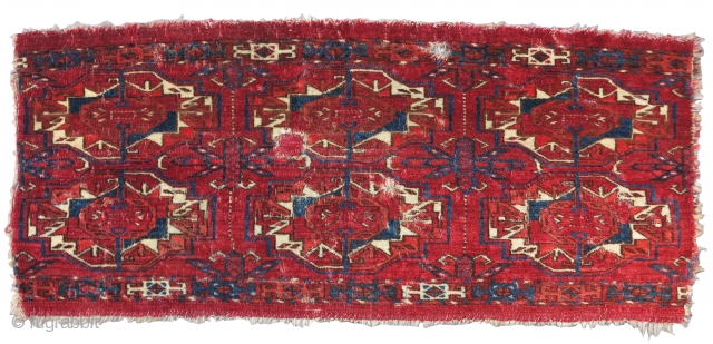 Six Gul Tekke Torba, Gorgeous honest earlier example with velvety pile, great wool quality, and color. Obvious condition issues.              