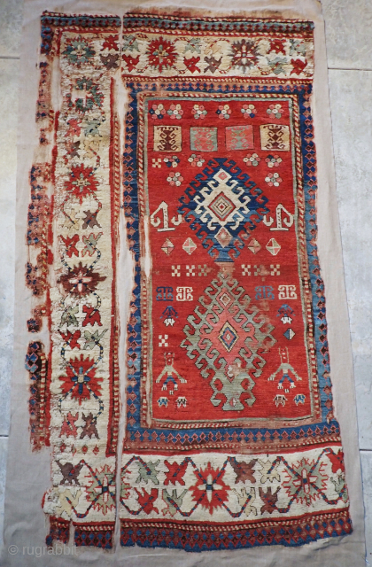 Fantastic old Kazak, mounted and presentable. Superior color, wool, and drawing. Former Dixon collection piece.                  