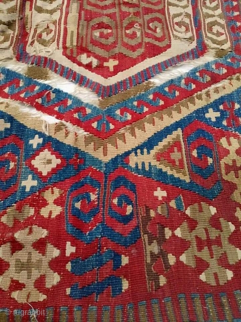 Anadolu Konya rugs, 18th century, a rare piece, it has not been repaired before, it was sewn on an original, protective cloth, its dimensions are 115 cm wide / length 310 cm.  ...