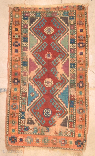 Rare Antique Konya rugs: 2’4” x 4’3” – Wool pile on wool foundation. Woven Ca. 1800.  west Anatolia

This small format Konya has saturated and magnificent colors, lustrous and soft wool, and  ...