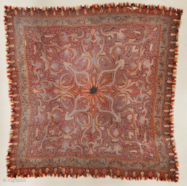 Antique Kerman Shawl Circa 1800

5'6" x 5'6"

The finest hand-knotted and natural dyed fibers.                    