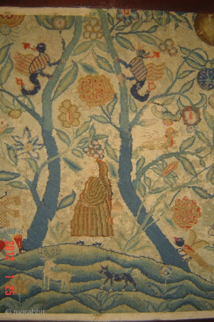 Antique Needlework/pictural
size:58cmx47cm
Wool/erly 17century
Pazyryk antique Amsterdam                            