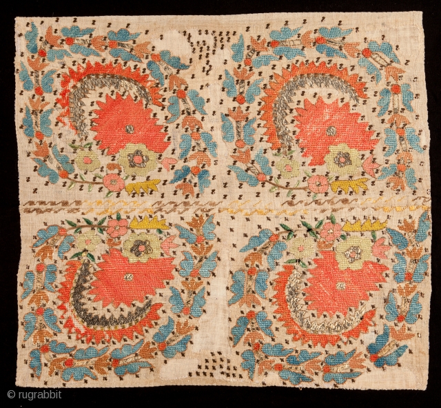 Ottoman Embroidery fragment 46 x 42 cm                          